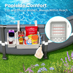 AquaJoyer 2 Sets of Poolside Storage Baskets with Cup Holders - Perfect for 3-Inch or Smaller Top Rails - Above Ground Pool Accessories - Fit for Most Above Ground Pool（Grey）