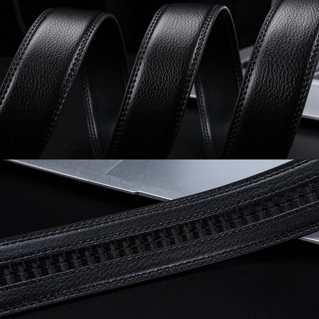 Civantiya Ratchet Belt for Men, Mens Belt Leather Designer 1 3/8" for Casual Jeans, Black Fashion Belts