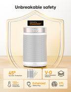 Dreo Space Heaters for Indoor Use, Portable Heater with Thermostat, 1-12H Timer, Eco Mode and Fan Mode, 1500W PTC Ceramic Fast Safety Heat for Office Bedroom Home, White, Without Remote