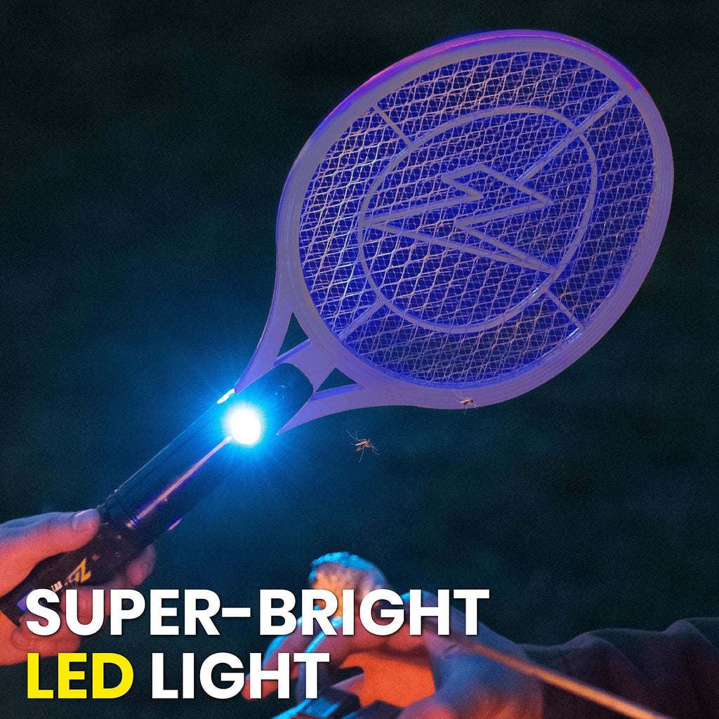 ZAP iT! Electric Fly Swatter Racket & Mosquito Zapper - High Duty 4,000 Volt Electric Bug Zapper Racket - Fly Killer USB Rechargeable Fly Zapper Indoor Safe