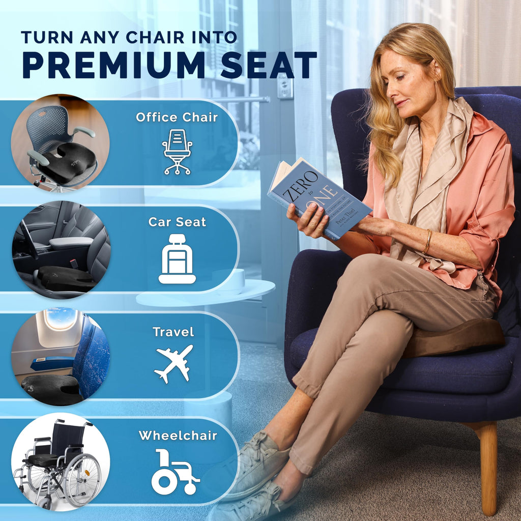 ComfiLife Premium Gel & Memory Foam Seat Cushion – Doctor Recommended Office Chair Cushion, Car Seat Cushion – Chair Cushions for Back & Sciatica Pain Relief – Seat Cushions for Office & Desk (Brown)