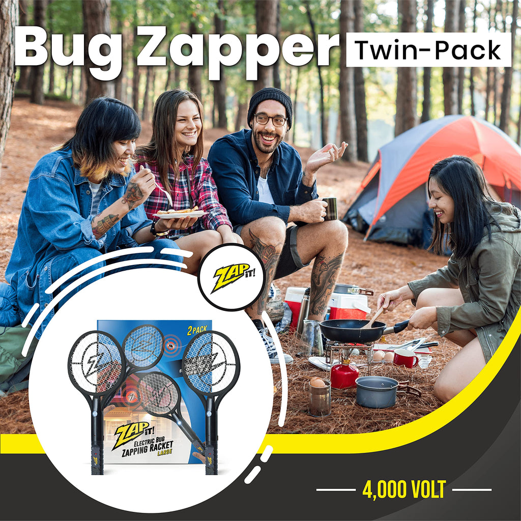 ZAP IT! Bug Zapper Rechargeable Bug Zapper Racket, 4,000 Volt, USB Charging Cable, 2 Pack