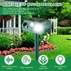 2025 Solar Animal Repellent,Upgraded Ultrasonic Cat Repellent Outdoor,Waterproof Deer Deterrent for Bird Dog Skunk,Squirrels Deterrent with Motion Detection Flash Lights for Outdoor and Yard (2 Pack)