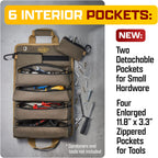 The Ryker Roll Up Tool Bag Organizer Gifts for Dad. Heavy Duty Motorcycle Tool Roll Bag Organizer. Portable Rollup Toolbag w/Detachable Pouches - Tools Bags Mens gifts for him - Mechanic & Electrician