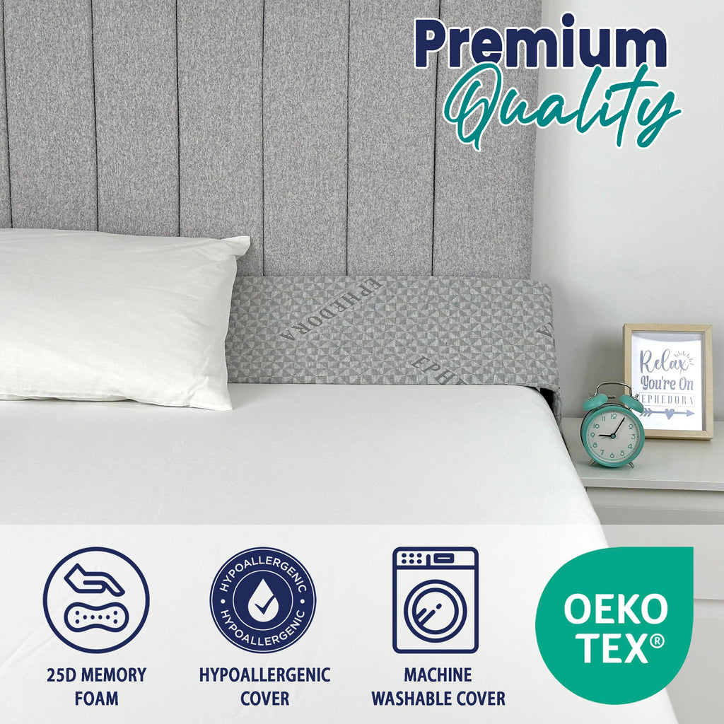 EPHEDORA Bed Wedge Pillow for Headboard Gap Filler Twin & Twin XL Size - High Density Memory Foam Headboard Pillow Wedge Prevents Items Falling - Triangle Mattress Spacer with Pockets