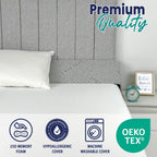 EPHEDORA Bed Wedge Pillow for Headboard Gap Filler Twin & Twin XL Size - High Density Memory Foam Headboard Pillow Wedge Prevents Items Falling - Triangle Mattress Spacer with Pockets