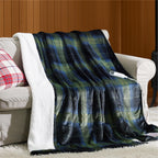 Bedsure Plaid Heated Blanket Twin - Soft Flannel Sherpa Electric Blanket with Christmas Green Plaid Pattern, Heating Blanket with 6 Heating Levels, 10 Time Settings, 8-Hour Auto-Off (62x84 inches)