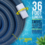 U.S. Pool Supply Pool Vacuum Hose - 1-1/2" x 36' Professional Heavy Duty Pool Hose for Inground, Spiral Wound with Kink-Free Swivel Cuff - Connect to Vacuum Heads, Skimmer, Cleaner, Filter Pump Inlet