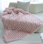 Maetoow Chenille Chunky Knit Blanket Throw （50×60 Inch）, Handmade Warm & Cozy Blanket Couch, Bed, Home Decor, Soft Breathable Fleece Banket, Christmas Thick and Giant Yarn Throws, Light Pink