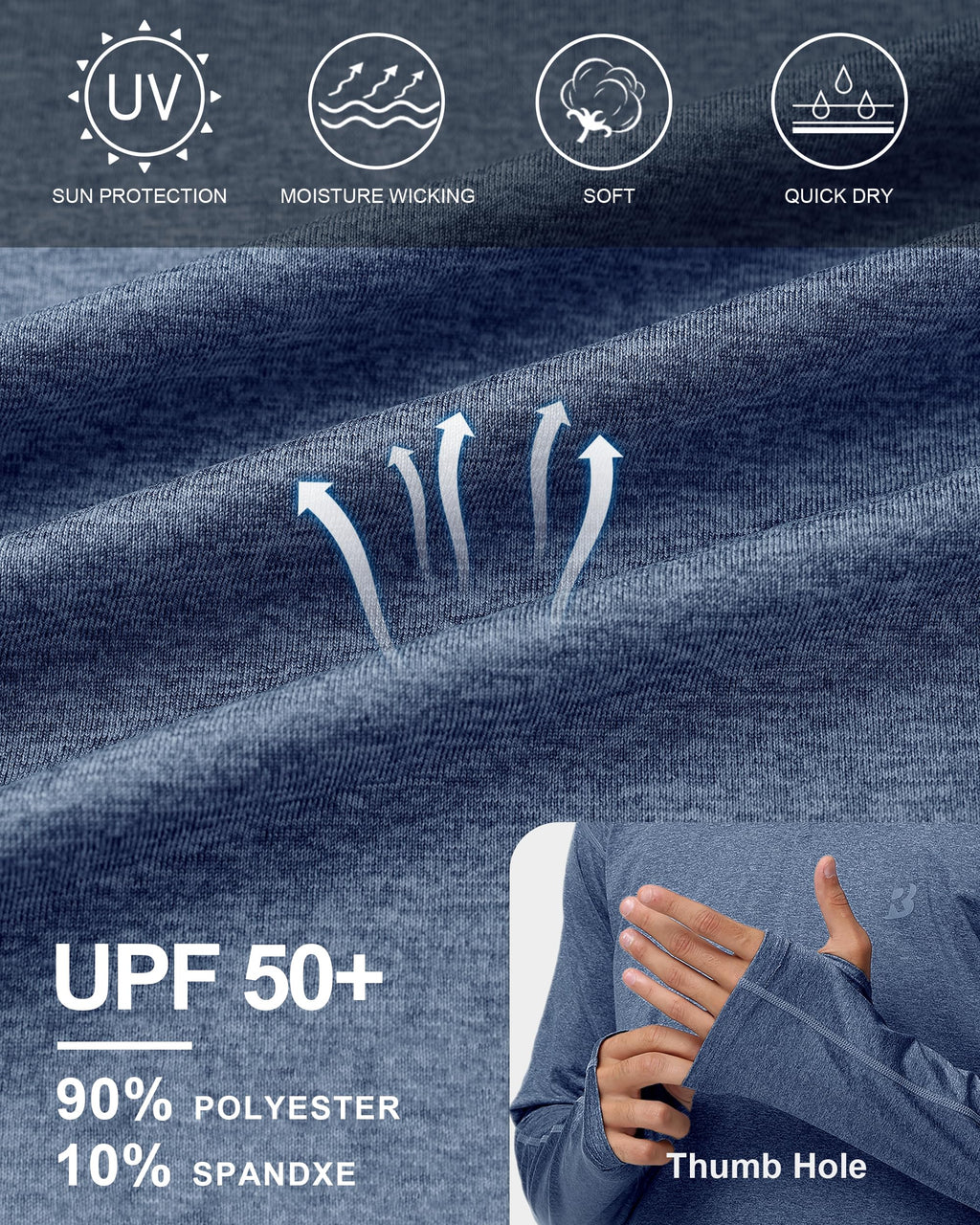 UPF 50+ Fishing Shirts for Men Long Sleeve UV Sun Protection Hoodie Outdoor Hiking Shirts