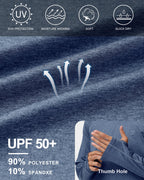 UPF 50+ Fishing Shirts for Men Long Sleeve UV Sun Protection Hoodie Outdoor Hiking Shirts