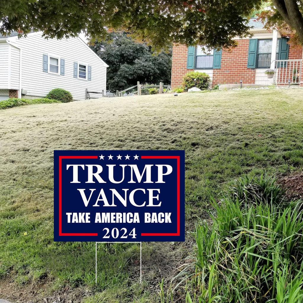 Probsin Trump Vance 2024 Yard Sign 12" x 17" Double Sided Blue Take America Back Voted for President Trump Vice President JD Vance Outdoor Decorations for Lawn, Garden, Window, Party Supplies