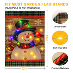 Qunlight Lighted Winter Garden Flag Without Flag Pole, 12x18 inch LED Christmas Snowman Flag for Outside, Vertical Double Sided Garden Outdoor Flag Outside Seasonal Home Yard Garden Lawn Decoration