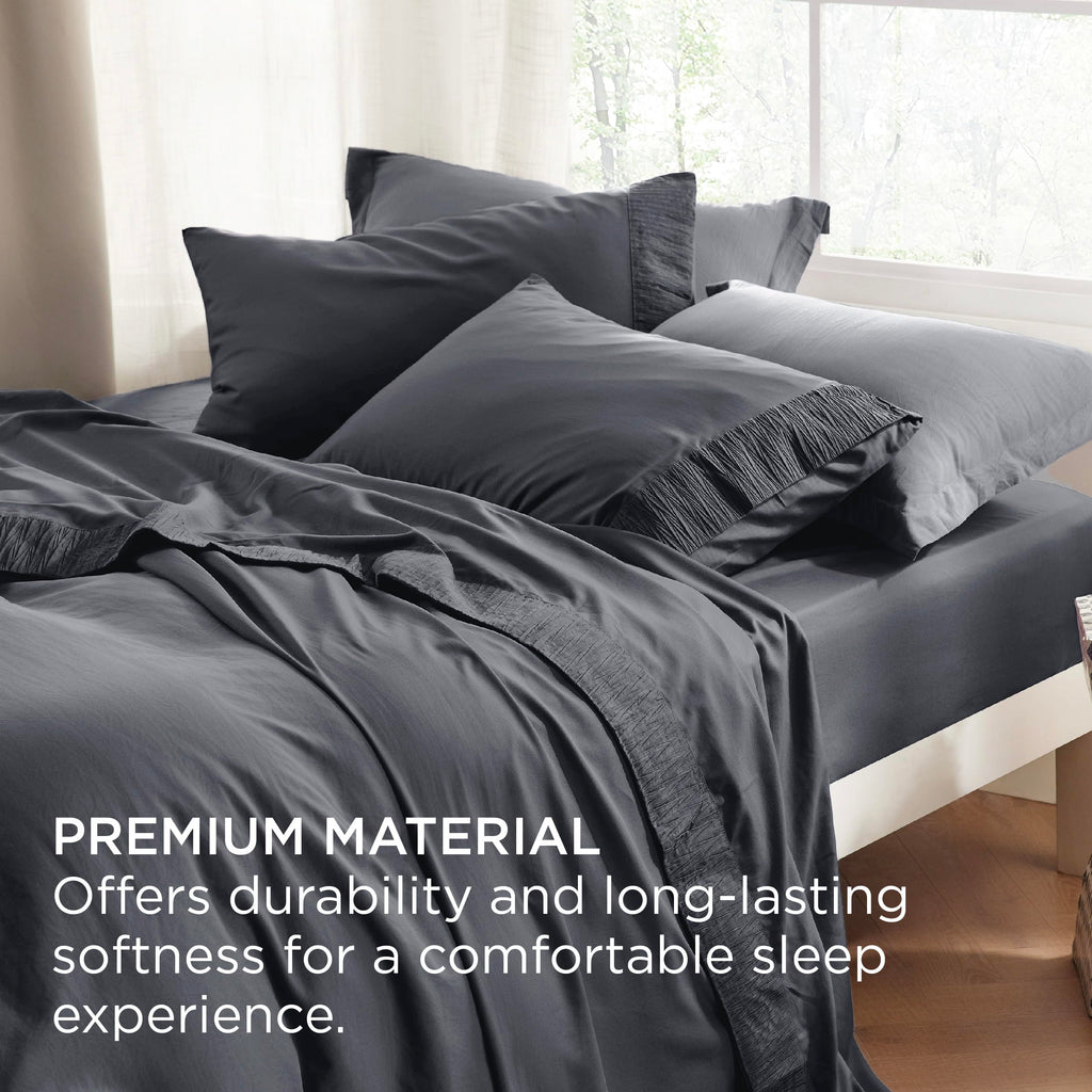 Bedsure King Size Sheets Grey - Soft Sheets for King Size Bed, 4 Pieces Hotel Luxury King Sheets, Easy Care Polyester Microfiber Cooling Bed Sheet Set