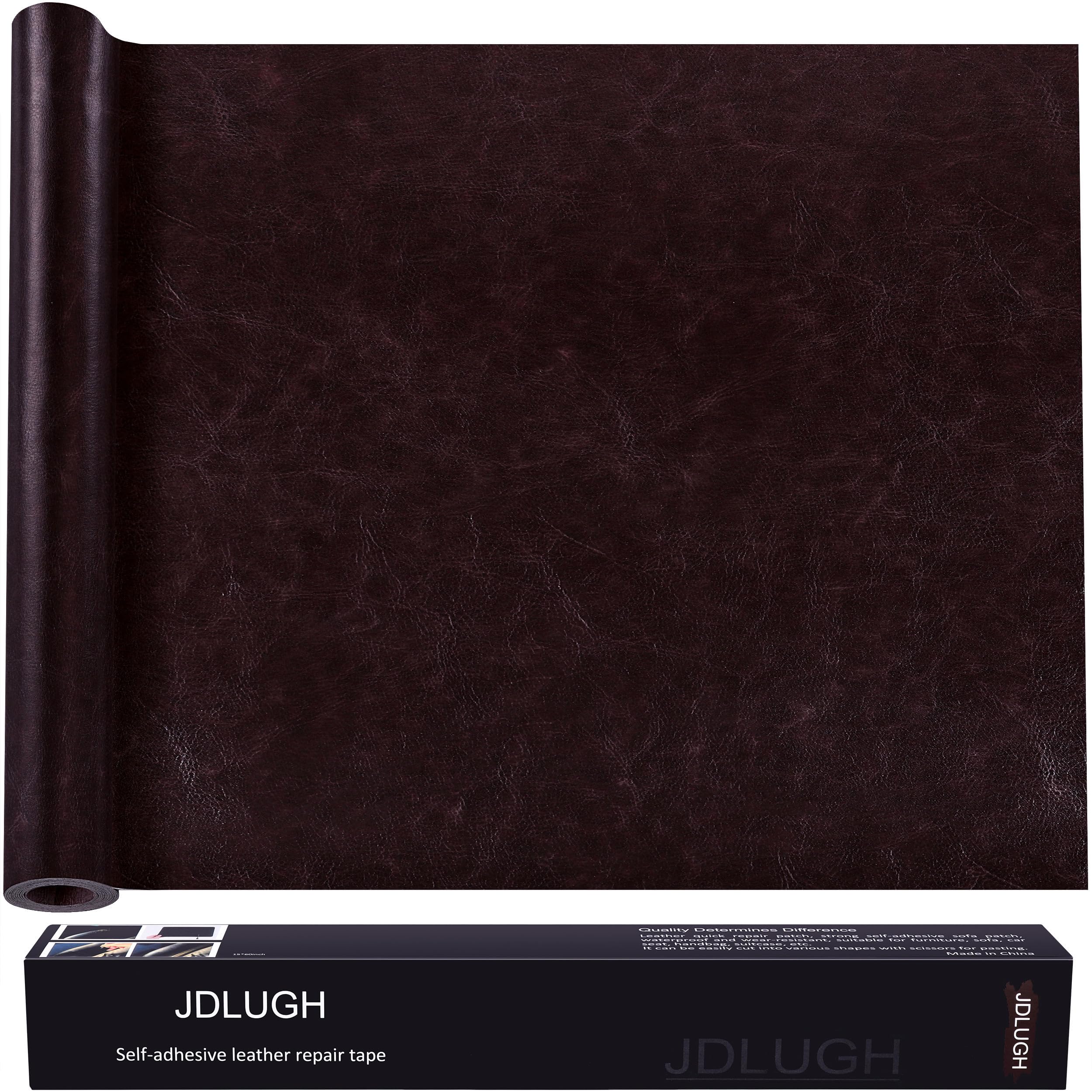 JDLUGH Sofa Leather Repair Patch Tape 15x60 Inch Large Self Adhesive Leather Sofa, Car Seat, Leather Furniture, Vinyl Repair Patch Kit (15x60 Inch, Brownish brown2.0)