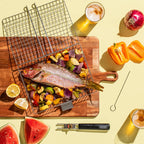 SHIZZO Grill Basket Set, Barbecue BBQ Grilling, Stainless Steel Folding Portable Outdoor Camping Rack for Fish, Shrimp, Vegetables, Cooking Accessories, Gifts for Dad, husband, Friends