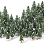 30Pcs Mini Christmas Trees Artificial Christmas Tree Bottle Brush Trees with Wooden Base for Christmas Decor Christmas Party Home Table Craft Decorations(Green-A)