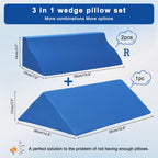 Fanwer Bed Wedges & Body Positioners (3 in 1), 40 Degree Wedges for Bed Positioning,Positioning Pillows for Elderly, Wedge Pillow for Bed Sores, Side Sleeping, After Surgery, Knees Elevated,Back Pain