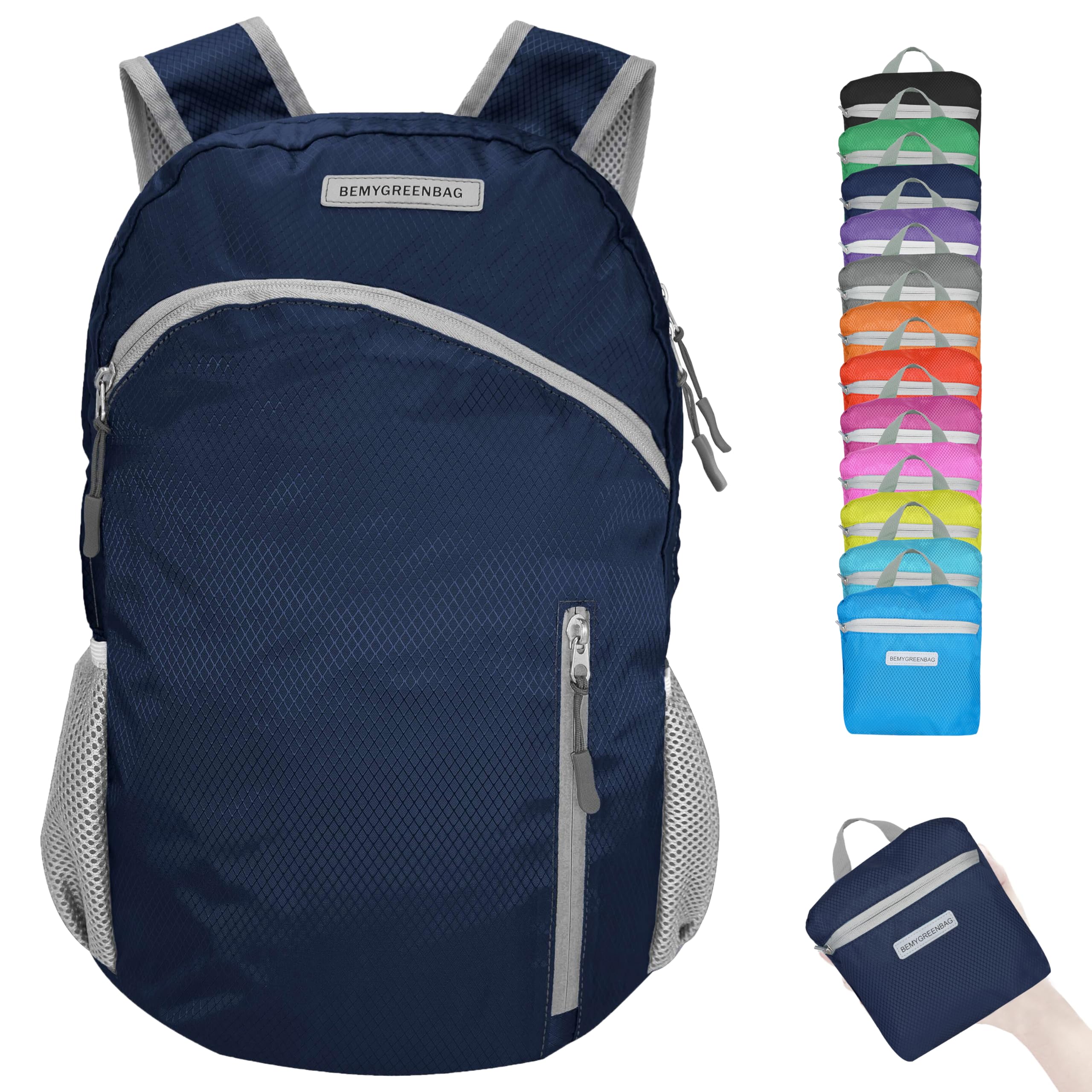 35L Foldable Waterproof Backpack For Outdoor Sports With Inside Wet Clothes Compartment Packable For Multiple Uses Ultra Lightweight Ideal For Hiking Men And Women Travel(Dark Blue)