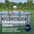 Bestway Steel Pro MAX 14' x 48" Above Ground Pool, Round Metal Frame Outdoor Swimming Pool Set with Filter Pump, Ladder, and Cover, Gray Stone Print