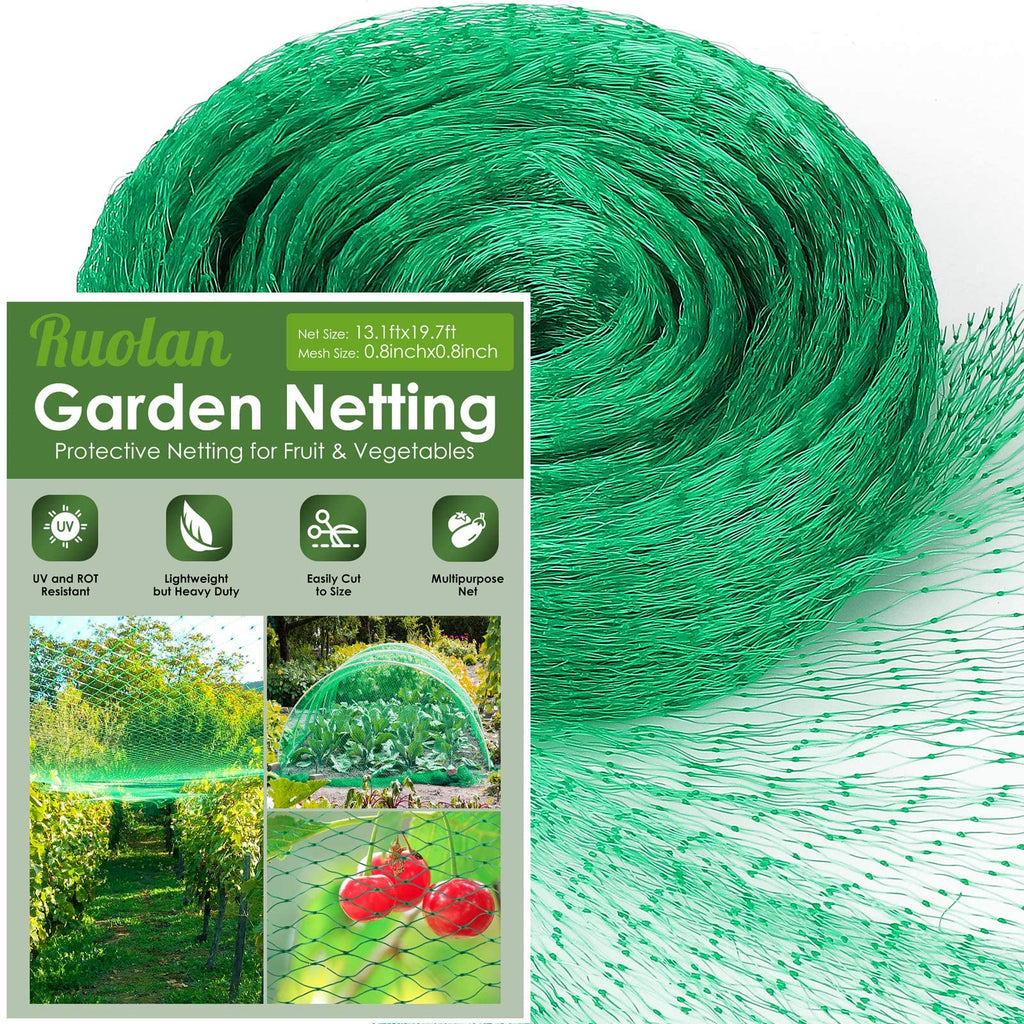 Ruolan Bird Netting for Garden Protect Vegetable Plants and Fruit Trees13X20Ft,Plastic Trellis Netting for Birds, Deer,Squirrels and Other Animals