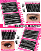 MilyBest 4 Styles Lash Clusters Kit 864Pcs Eyelash Clusters Lash Kit Volume Lashes Clusters D Curl DIY Individual False Eyelashes with 2 Bond&Seal Wispy Bulk Cluster Eyelash Extensions Kit De Pestañas