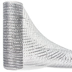Ribbli Lt. Silver Metallic Mesh Ribbon,10 inch x 30 feet(10Yard), Silver with Silver Foil, Christmas Ribbon for Wreath Swags and Christmas Tree Decoration