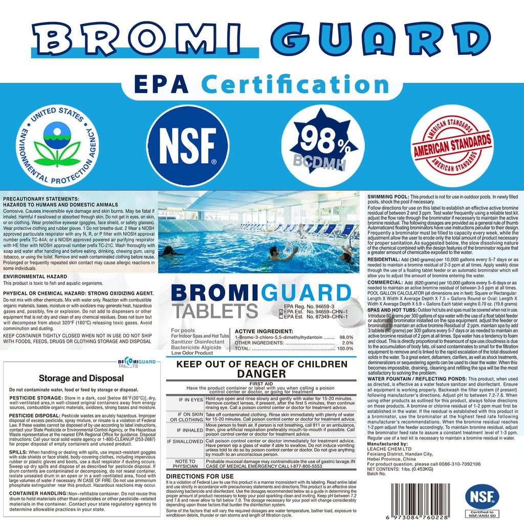 Bromine Tablets for SPA Hot Tub 1lb Brominating Tablets Booster Eliminates Bacteria Algae Soft Water Feel No Chlorine Odor Chemical Sanitizer Chlorine Alternative