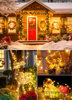 66Ft 200 LED Outdoor String Lights, Warm White Fairy Lights Battery Operated with Remote, Twinkle Lights for Bedroom Patio Party Christmas Decoration