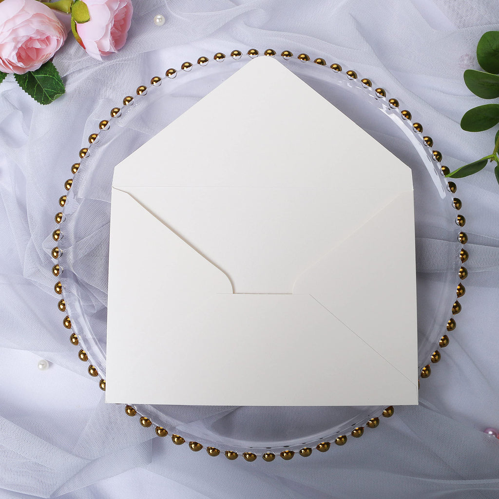 PONATIA 50PCS A7 Thick Shiny Ivory Envelopes, 5.25 x 7.5'' Ivory Wedding Envelopes, A7 Envelopes for Invitations, Perfect for 5x7'' Weddings, Invitation Cards, Christmas Gift Cards Envelopes