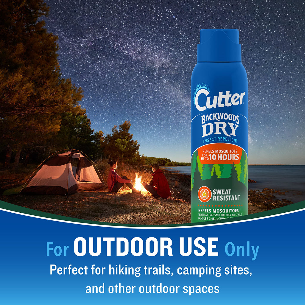 Cutter Backwoods Dry Insect Repellent, Mosquito Repellent, 25% DEET, Sweat Resistent, 4 Ounce (Aerosol Spray)