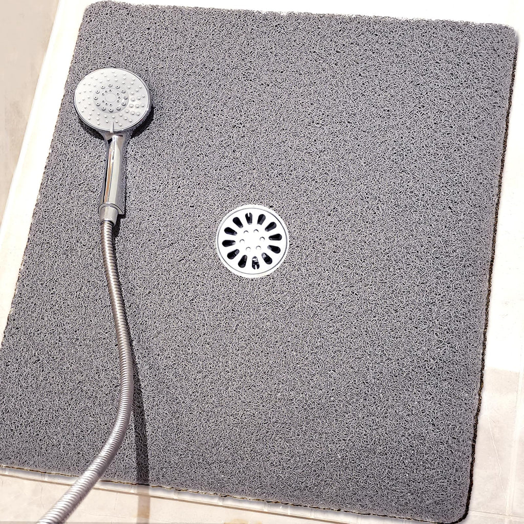 Shower Mats Non Slip for Elderly, 24x24’Lager Loofah Non Slip Shower Mat, Loofah Bath Mats for Shower, Non Slip Bath/Shower Mat for Elderly-Grey