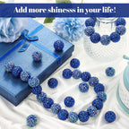 Loetere 40 Pcs 20mm Rhinestone Beads Crystal Round Disco Ball Beads Bulk Chunky Bubblegum Beads Charms for Christmas DIY Pens Making Jewelry Supplies Craft European Style Bracelets (Dark Blue)