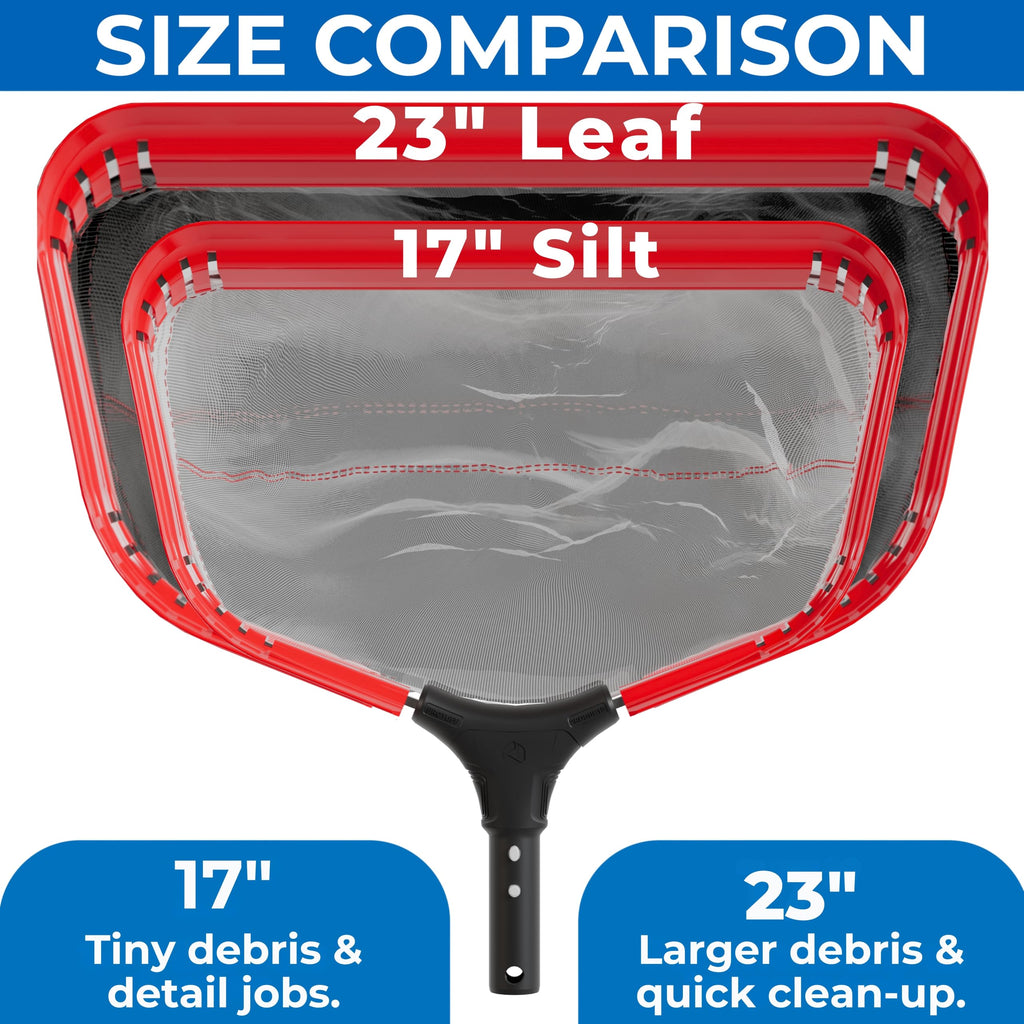 ProTuff PRO Ultimate Silt & Leaf Rake Bundle - 490 Promise Unlimited & Unconditional Replacements - 2-Items: 23" Medium & 17" Fine Mesh Pool Cleaner for Sand, Silt, Pollen, Leaves & Twigs