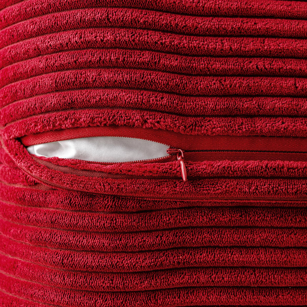 MIULEE Red Corduroy Pillow Covers with Splicing Set of 2 Super Soft Boho Striped Christmas Pillow Covers Broadside Decorative Textured Throw Pillows for Couch Cushion Livingroom 18x18 inch