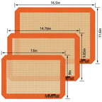 MMmat Silicone Baking Mat - Best German Silicone - Non Slip Silicone Baking Sheet, Non Stick Reusable Silicone Mats for Baking, Oven Liner, Counter Mat - Half + Medium + Quarter Baking Sheets Set
