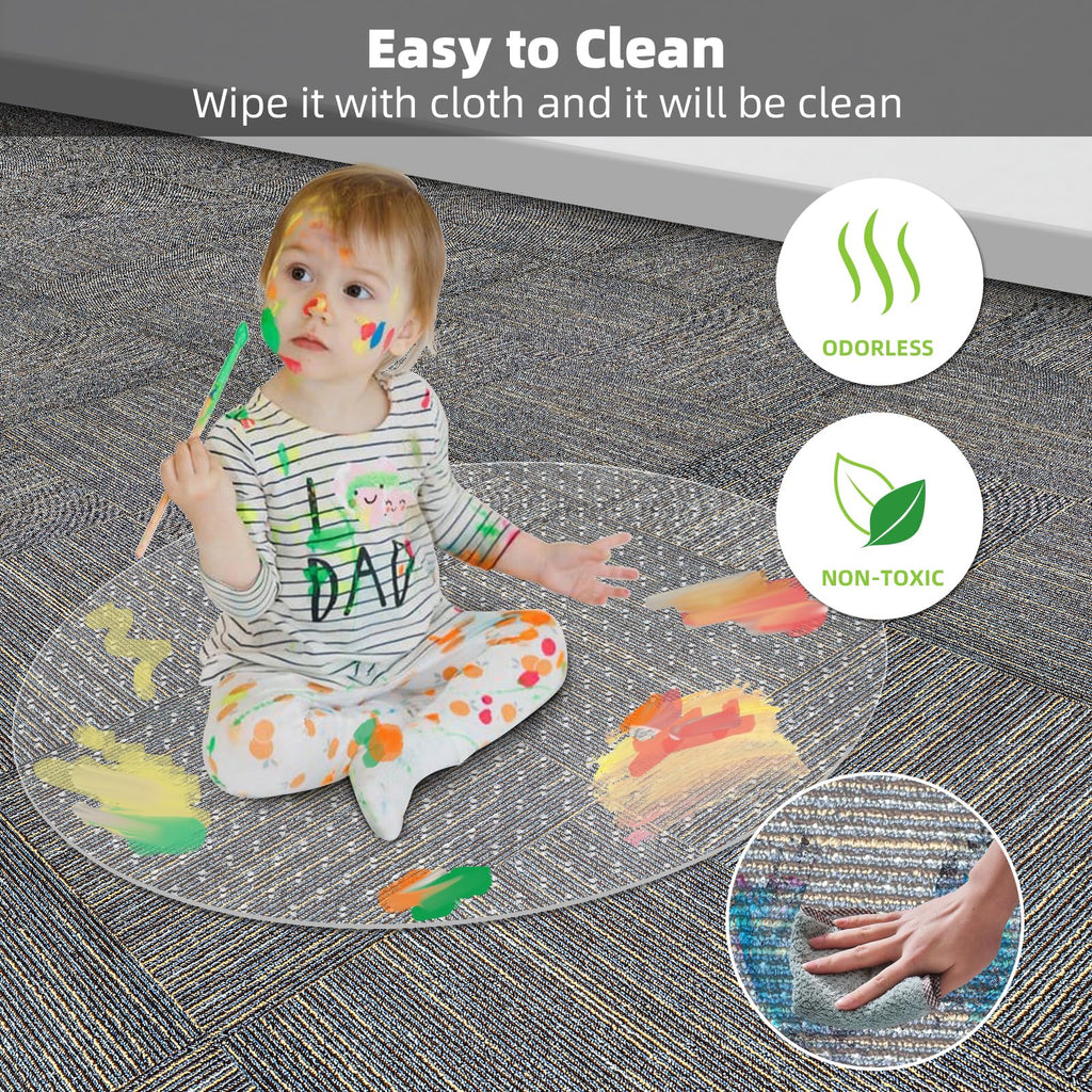 Office Chair Mat Carpet Protector: 36" x 36" Plastic Heavy Duty Computer Desk Mats with Lip for Low Flat and No Pile Carpeted Floor - Clear Rug Pad for Rolling Chairs Office Work Home Gaming Round