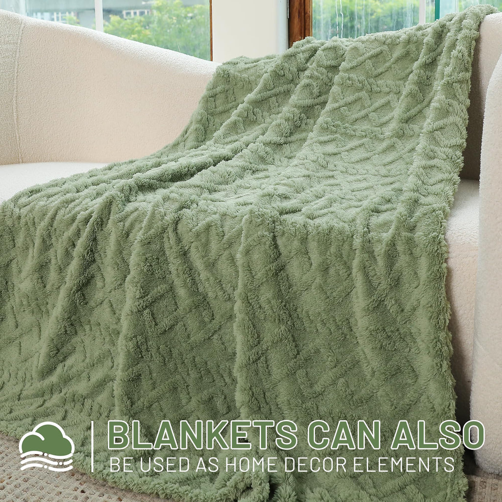 Aganear Fleece Throw Blanket - Cozy Soft Lightweight Fuzzy Throw Blanket for Women Portable Throw Blankets for Couch, Warm Present for Birthday, Christmas, Halloween, Housewarming(50"x60", Sage Green)