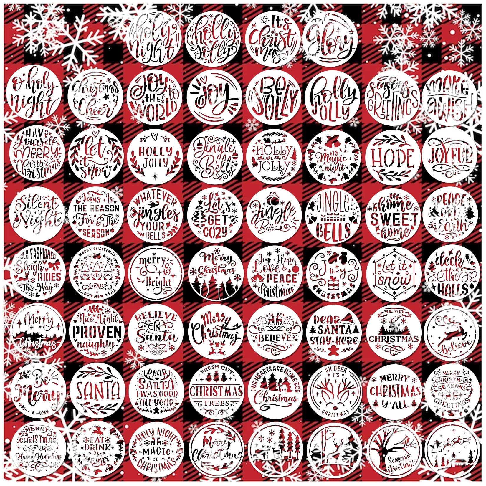 Small Stencils for Painting on Wood Reusable, 3 Inch Reusable Stencil for Craft Ornament Paint Template Stencils for Wall Card Rock Wood Signs Coasters Canvas Home Decor (Christmas Words 3)