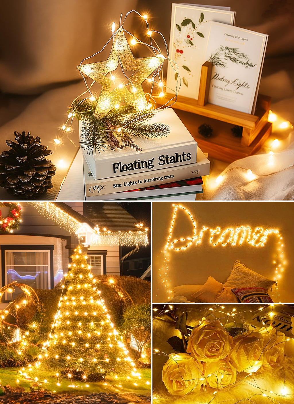 Minetom USB Fairy Lights Plug in, 66 Feet 200 LED Twinkle String Lights with Remote and Timer, Waterproof 8 Modes Starry Lights for Indoor Wreath DIY Party Wedding Christmas Decoration, Warm White