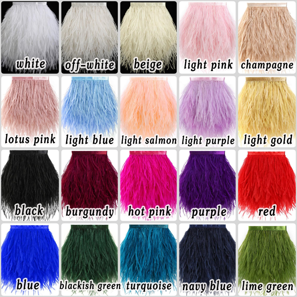 Soarer White Ostrich Feather Trim - 2Yards 5-7inch Feathers Fringe Trim for DIY Sewing Clothing, Dress,Wedding,Christmas Home Party(White)