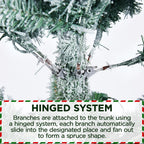 Yaheetech 4.5ft Pre-lit Artificial Christmas Tree with Incandescent Warm White Lights, Snow Flocked Full Prelighted Xmas Tree with 340 Branch Tips, 150 Incandescent Lights & Foldable Stand, White