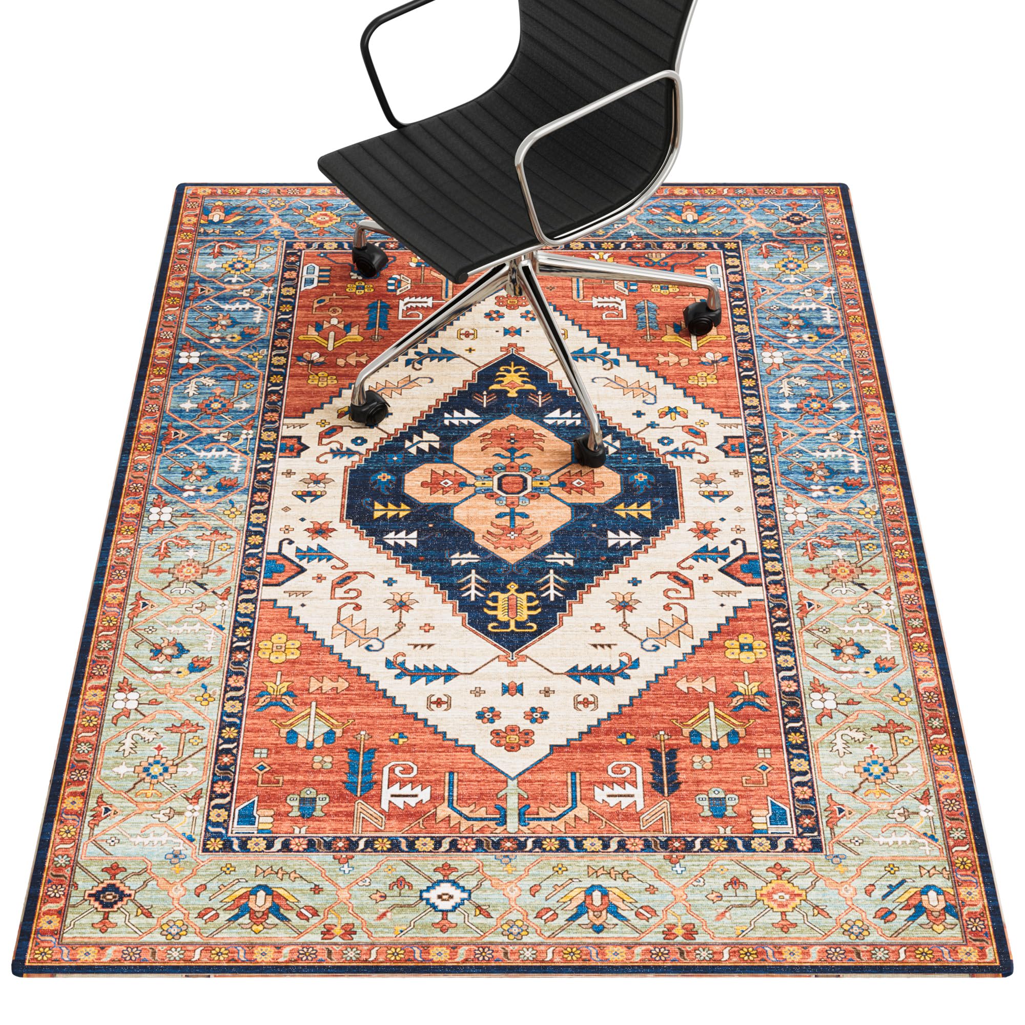 PROHALO Office Chair Mat for Hardwood Floor, 36"x48" Desk Chair Mat for Rolling Chairs, Non Slip Computer Chair Mat, Office Rug Mat for Office Home Hard Floor, Under Desk Mat for Gaming Chair-Red