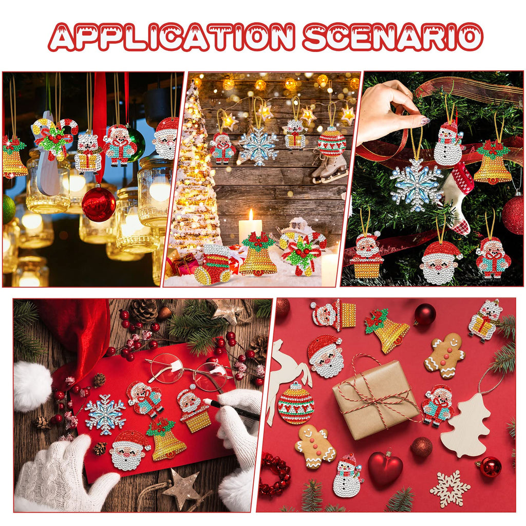 Jetec 20 Pcs Christmas Diamond Painting Ornaments Diamond Art Kits Crystal Painting Ornaments for Crafts Xmas Decor