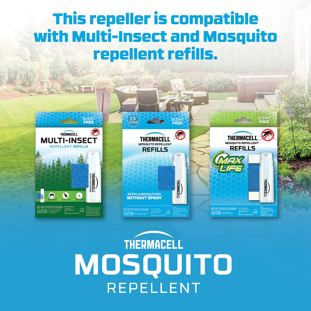 Thermacell Patio Shield Bundle - Mosquito Repeller + 36-Hour Refill Pack; Includes 4 Fuel Cartridges & 12 Repellent Mats for a Total of 48 Hours of Mosquito Repellent for Patio; Bug Spray Alternative