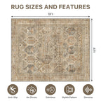 48"x60" Office Chair Mat for Hardwood Tile Floor, Under Desk Carpet Protector for Rolling Computer Chair Mat, Machine Washable Area Rug, Anti-Slip 1/5" Thick Low Pile Thin Vinyl Floor Mat, Wood