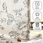 jinchan Pinch Pleated Curtains Floral Linen Curtains for Living Room 108 Inches Long Black Peony Flower Printed Curtains Rod Pocket Back Tab Farmhouse Pinch Pleat Drapes with Hooks Set 2 Panels