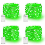 Dazzle Bright Fairy Lights Battery Operated, 4 Pack Total 80FT 240LED Silver Wire Waterproof String Lights, St. Patrick's Day Christmas Decorations for Indoor Outdoor Bedroom Yard Decor, Green