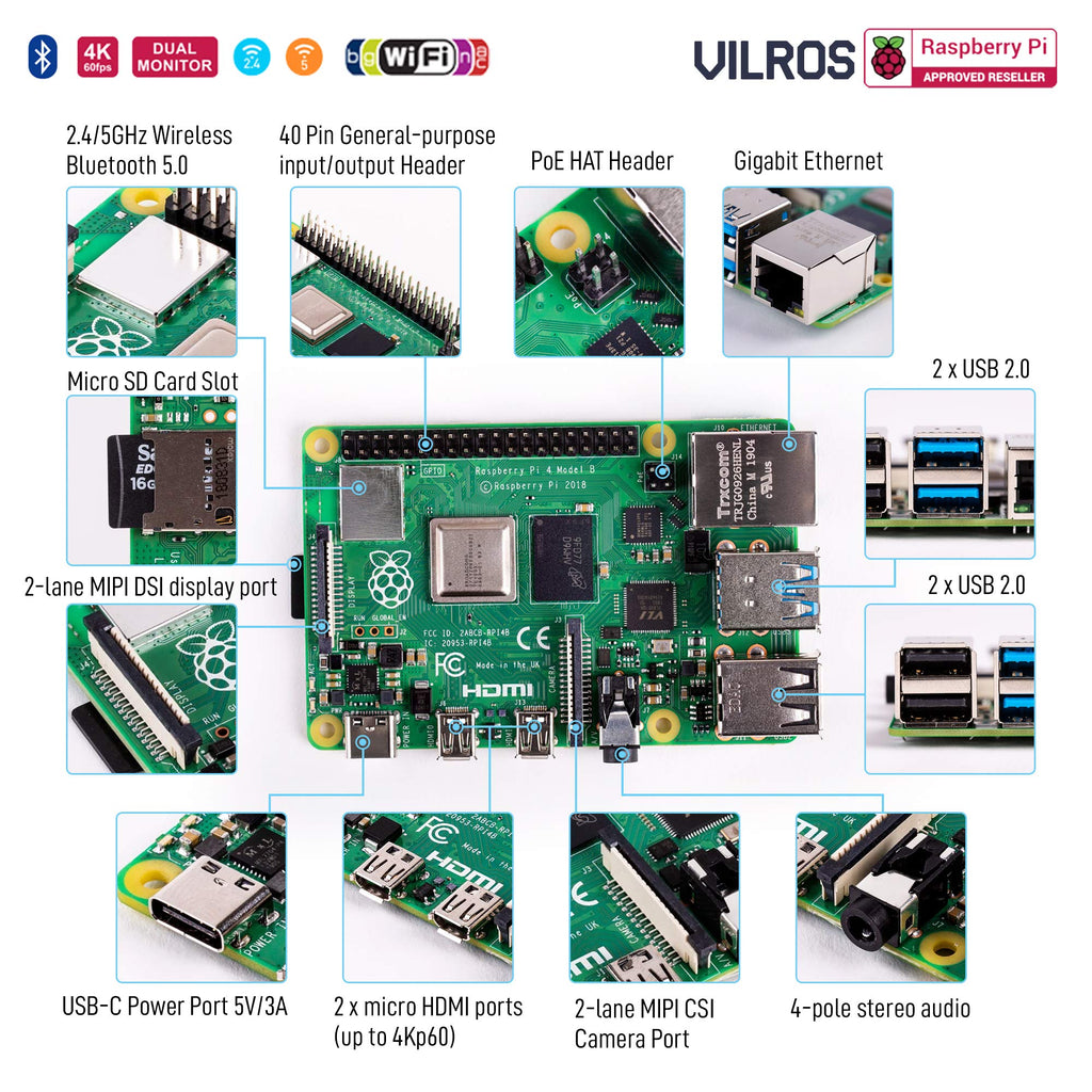 Vilros Raspberry Pi 4 4GB Retro Gaming Kit with SNES Style Controllers and NES Style Case (4GB RAM)