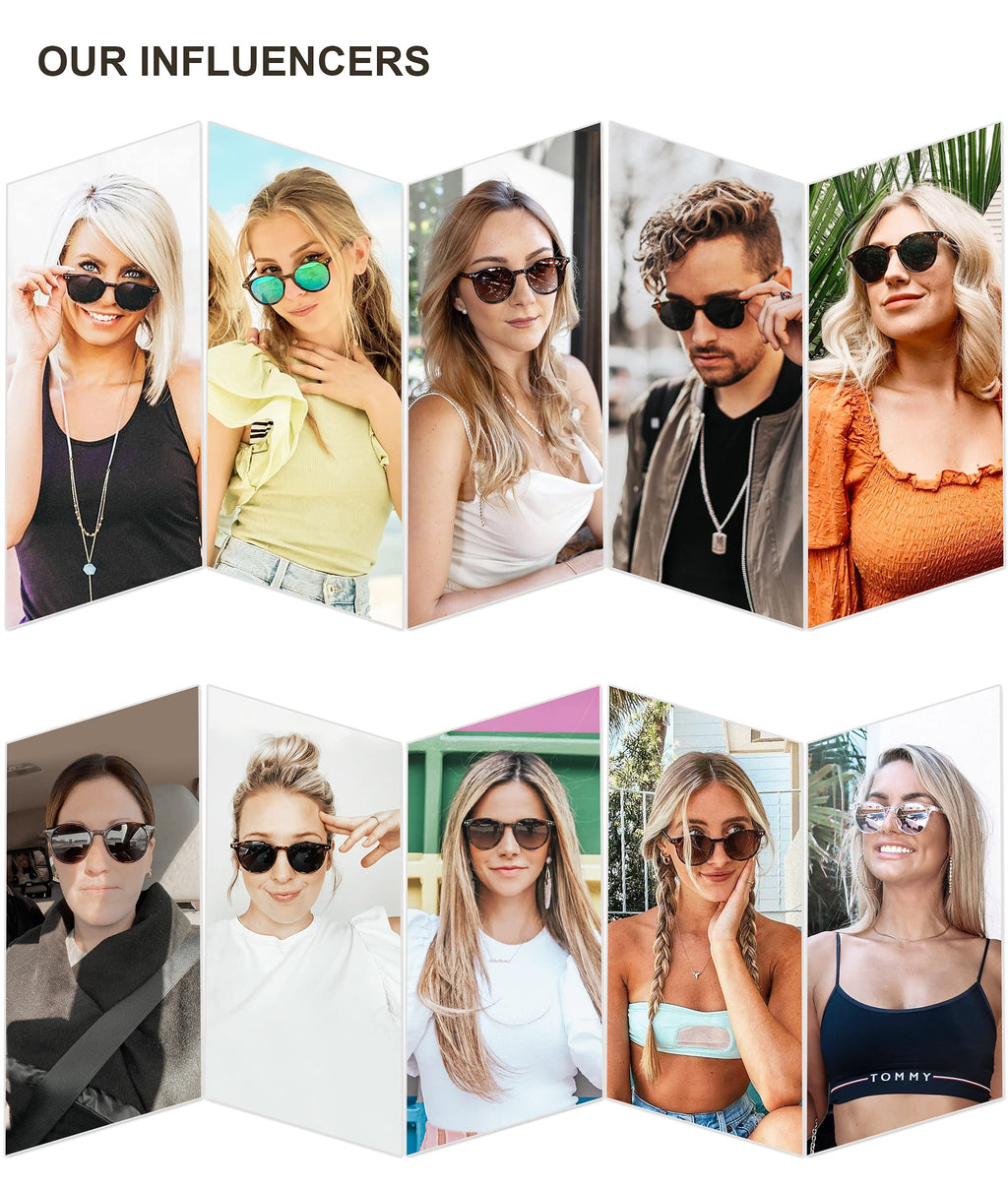 Small Round Classic Polarized Sunglasses for Women Men Vintage Style UV400 Lens MAY SJ2113, Tortoise/Grey